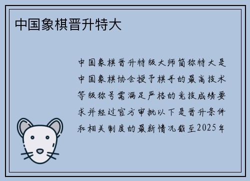 中国象棋晋升特大